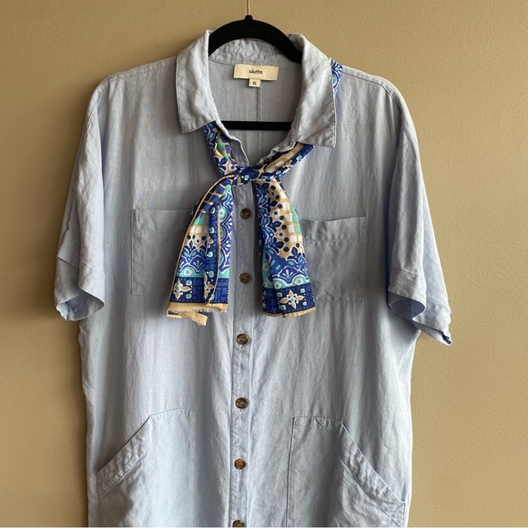 Sauths Audrey Light Blue Linen Button Down Shirt Dress Size XL - Picture 11 of 13